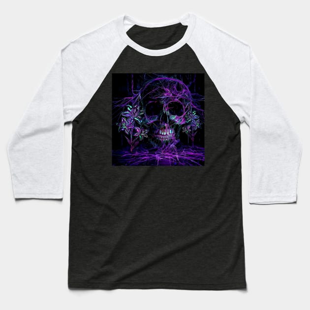 Skulls and flowers Baseball T-Shirt by Pebbles Joy Designs